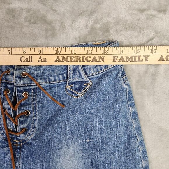 Quizz New Denim Skirt Womens 5/6 Midi Y2k Style Lace Front Low Rise Bratz 90s‎ - Picture 8 of 9